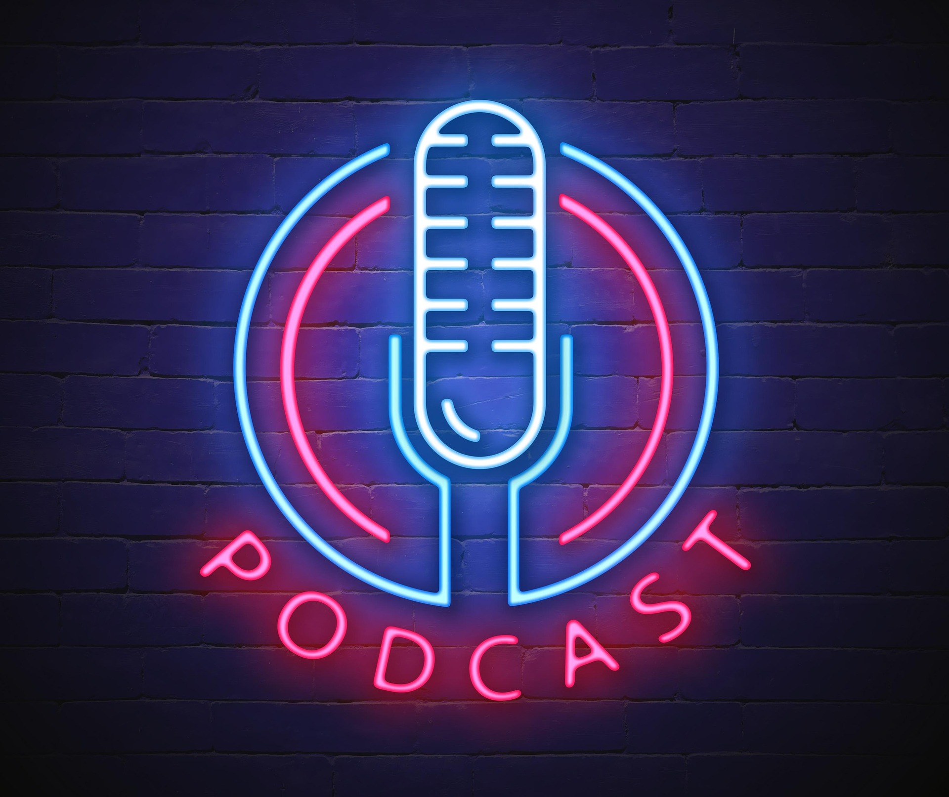 Künstlerisches Neon-Mikrofon als Symbol für das Podcast Studio Hannover – Aufnahme und Produktion